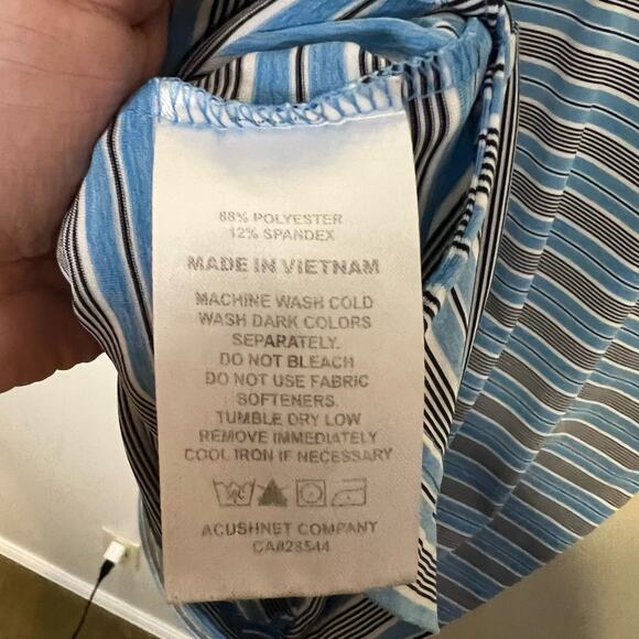 FootJoy Golf Polo Blue Black White Stripe Size Large - Picture 5 of 5